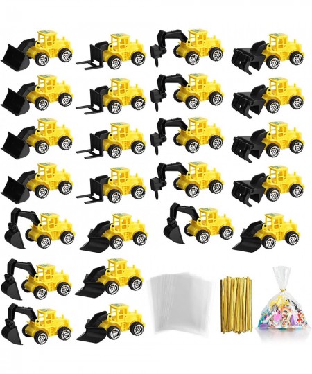 Mini Construction Engineering Trucks Set 24 Pcs Small Construction Toys and Treat Bags with Twist Ties for Cake Birthday Part...