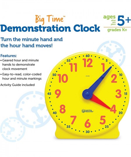 Big Time Learning Clock Analog Clock Homeschool 12 Hour Basic Math Development Ages 5+ $34.14 - Early Development & Activity ...