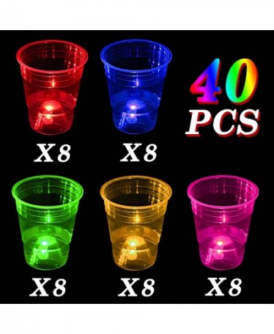 40 Pcs Glowing Party Cups for Indoor Outdoor Party Cups Favors for Party Supplies 5 Bright Multi-Color Glow in the dark Party...