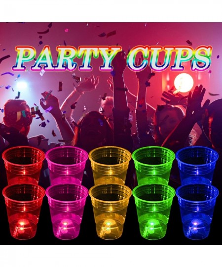 40 Pcs Glowing Party Cups for Indoor Outdoor Party Cups Favors for Party Supplies 5 Bright Multi-Color Glow in the dark Party...