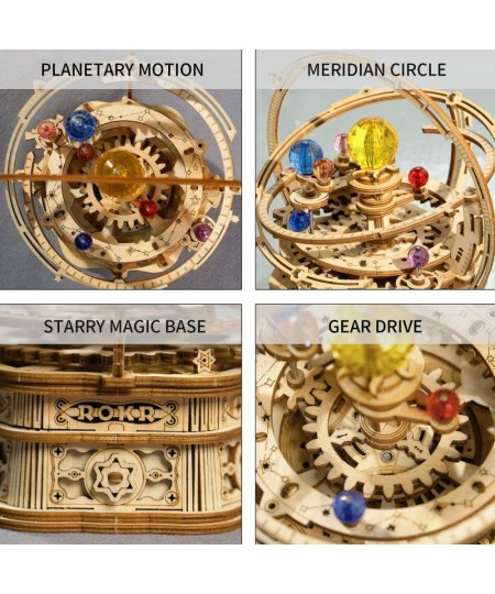 DIY 3D Music Box Wooden Puzzle – Gear Driven Starry Night Laser Cut Assembly Model Building Kit Brain Teaser Puzzles Educatio...