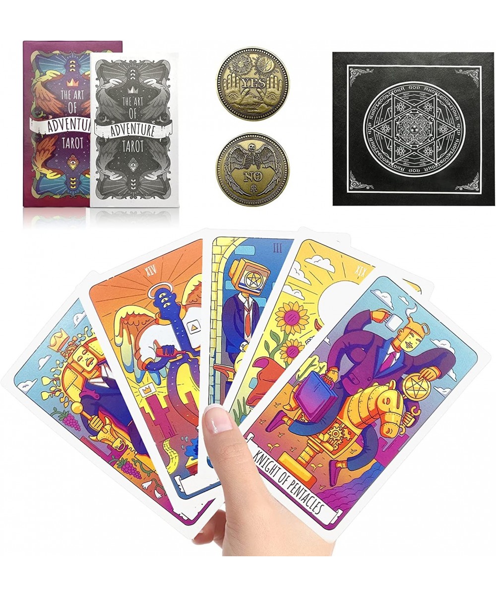 78 Tarot Cards Deck Fortune Telling Game Cards Beginner Tarot Deck Contains Tarot Cloth and Decision Maker Coin Tarot Cards w...