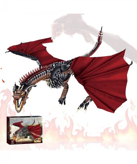 Building Toys Dragon Set Building Kit 1889 Pieces STEM Building Blocks for Boys Red Fire Dragon Construction Set with Wings &...