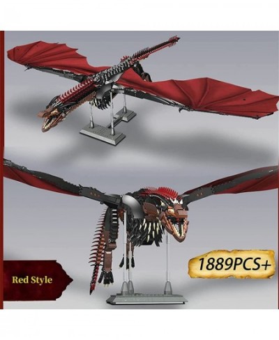 Building Toys Dragon Set Building Kit 1889 Pieces STEM Building Blocks for Boys Red Fire Dragon Construction Set with Wings &...