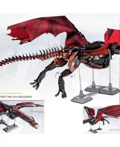 Building Toys Dragon Set Building Kit 1889 Pieces STEM Building Blocks for Boys Red Fire Dragon Construction Set with Wings &...