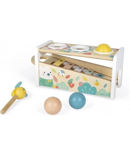 Pure Tap Pastel Wooden Xylophone Pounding Bench with Cherry Wood Balls & Bee Shaped Hammer for Ages 12+ Months (J05155) $47.2...