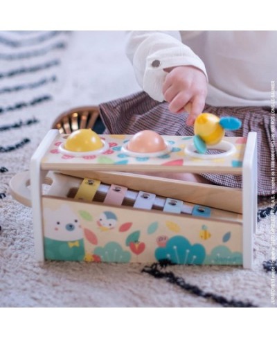 Pure Tap Pastel Wooden Xylophone Pounding Bench with Cherry Wood Balls & Bee Shaped Hammer for Ages 12+ Months (J05155) $47.2...