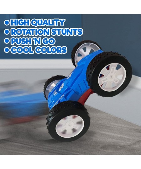 Friction Flip Stunt Toy Cars for Kids Set of 2 Cool Friction Powered Push n Go Double-Sided Cars Awesome 360 Degree Flips Gre...