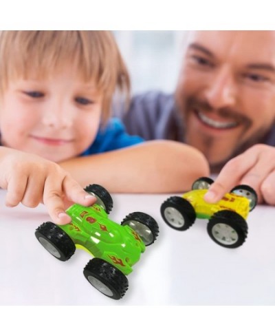 Friction Flip Stunt Toy Cars for Kids Set of 2 Cool Friction Powered Push n Go Double-Sided Cars Awesome 360 Degree Flips Gre...