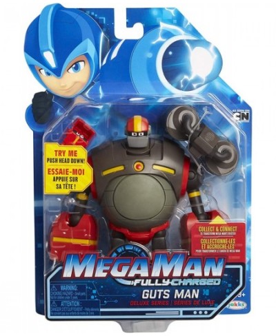 Mega Man: Fully Charged – Deluxe Guts Man Articulated Action Figure with Expanding Belly and Guts Man Buster Accessory (to sw...