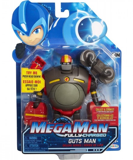 Mega Man: Fully Charged – Deluxe Guts Man Articulated Action Figure with Expanding Belly and Guts Man Buster Accessory (to sw...