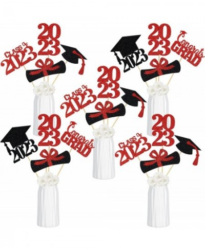 Graduation Party Centerpieces for Tables- 24Pcs Red Glitter Graduation Party Centerpiece Sticks 2022 Graduation Table Decorat...