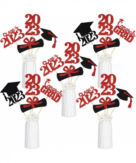 Graduation Party Centerpieces for Tables- 24Pcs Red Glitter Graduation Party Centerpiece Sticks 2022 Graduation Table Decorat...