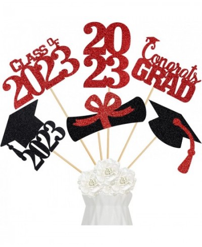 Graduation Party Centerpieces for Tables- 24Pcs Red Glitter Graduation Party Centerpiece Sticks 2022 Graduation Table Decorat...