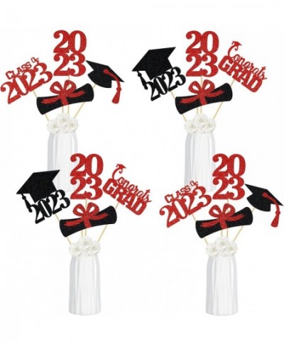 Graduation Party Centerpieces for Tables- 24Pcs Red Glitter Graduation Party Centerpiece Sticks 2022 Graduation Table Decorat...