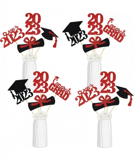 Graduation Party Centerpieces for Tables- 24Pcs Red Glitter Graduation Party Centerpiece Sticks 2022 Graduation Table Decorat...