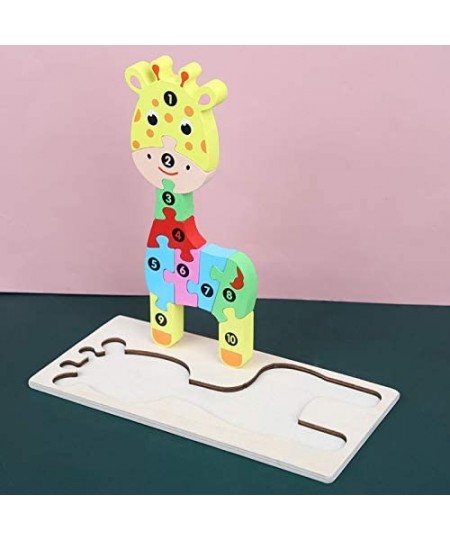 Wooden 'Giraffe' 3D Jigsaw Puzzle for Kids Animal Number Block Puzzles for Toddlers Educational Learning Montessori Toys for ...