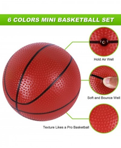 7" Mini Basketball with Pump 6 PCS Small Toy Basketball for Mini Basketball Hoop or Over The Door Basketball Hoop Games Color...