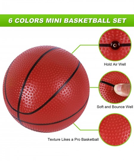 7" Mini Basketball with Pump 6 PCS Small Toy Basketball for Mini Basketball Hoop or Over The Door Basketball Hoop Games Color...