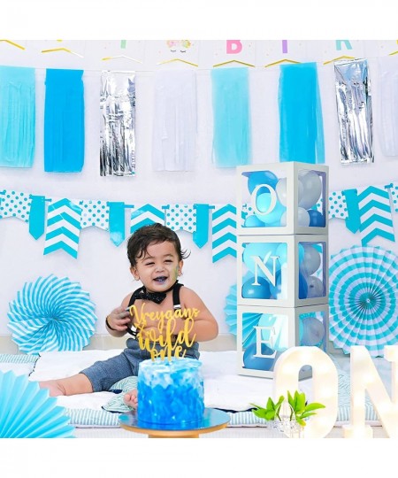 ONE Balloon Boxes for 1st Birthday First Birthday Decorations for Girl Boy 3 Baby Clear Block Cubes with Letters as Photoshoo...