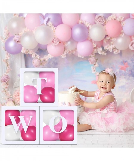 ONE Balloon Boxes for 1st Birthday First Birthday Decorations for Girl Boy 3 Baby Clear Block Cubes with Letters as Photoshoo...