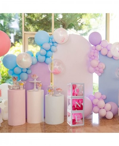 ONE Balloon Boxes for 1st Birthday First Birthday Decorations for Girl Boy 3 Baby Clear Block Cubes with Letters as Photoshoo...