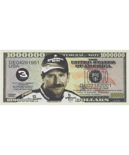 (100) Dale Earnhardt Sr. Million Dollar Bill $42.28 - Gags & Practical Joke Toys