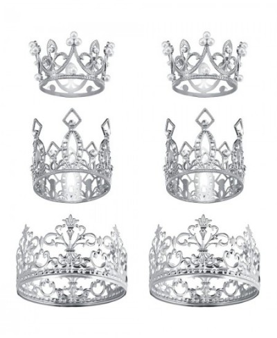 6 Pieces Crown Cake Topper Rhinestone Tiara Crown Cake Topper Faux Pearl Mini Crown Vintage Metal Mini Tiara Small Baby Crown...