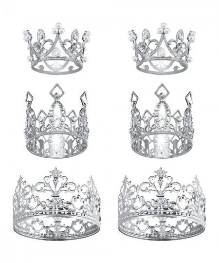 6 Pieces Crown Cake Topper Rhinestone Tiara Crown Cake Topper Faux Pearl Mini Crown Vintage Metal Mini Tiara Small Baby Crown...