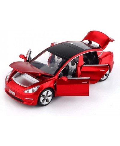 Diecast Car Toys Compatible for Tesla Model 3 Replica 1:32 Scale Alloy Model 3 Toy Car Pull Back Car Model with Sound and Lig...