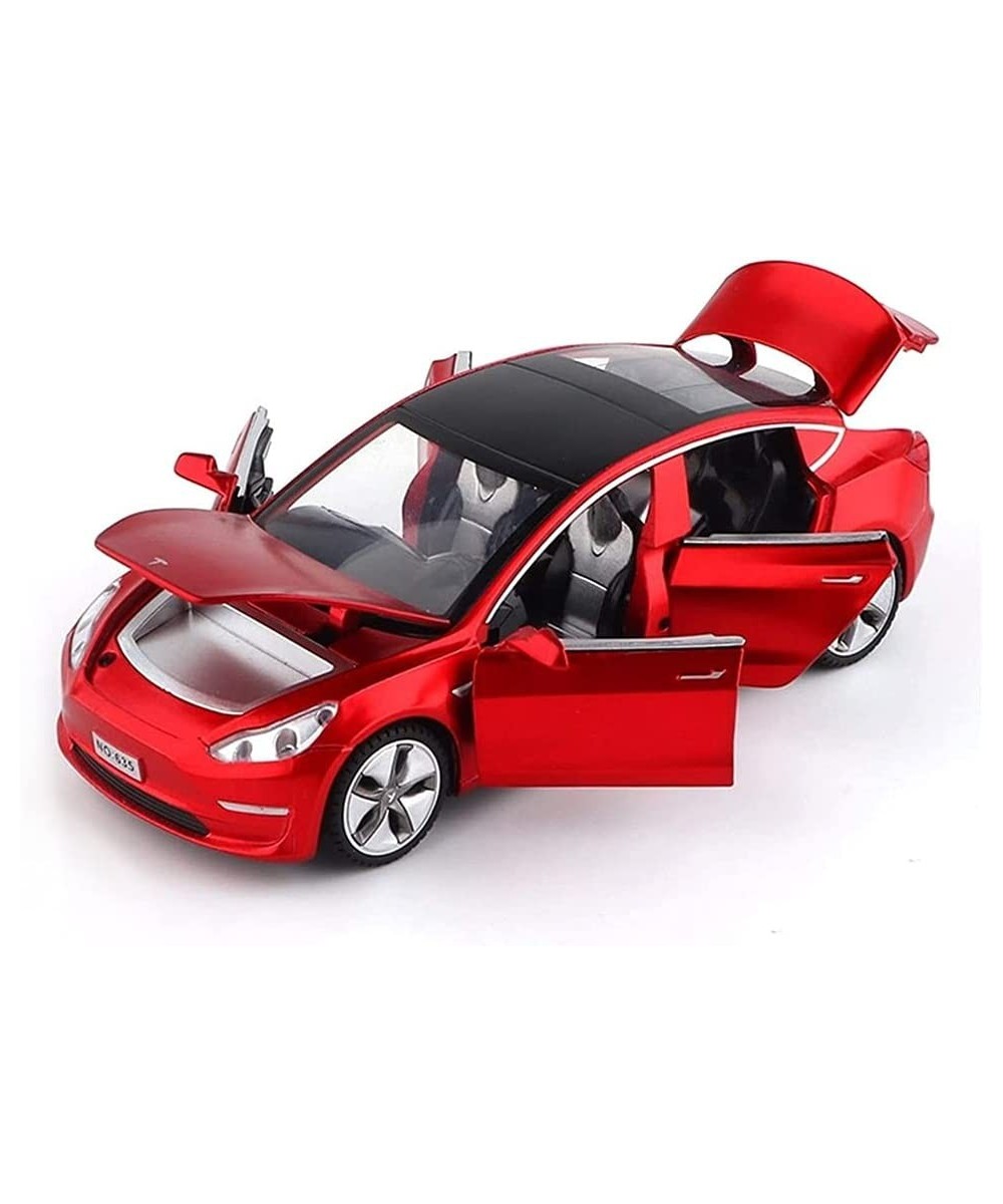 Diecast Car Toys Compatible for Tesla Model 3 Replica 1:32 Scale Alloy Model 3 Toy Car Pull Back Car Model with Sound and Lig...