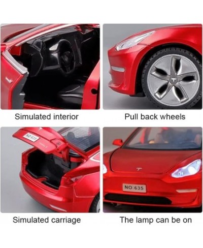 Diecast Car Toys Compatible for Tesla Model 3 Replica 1:32 Scale Alloy Model 3 Toy Car Pull Back Car Model with Sound and Lig...