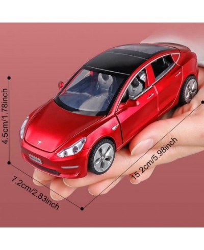 Diecast Car Toys Compatible for Tesla Model 3 Replica 1:32 Scale Alloy Model 3 Toy Car Pull Back Car Model with Sound and Lig...