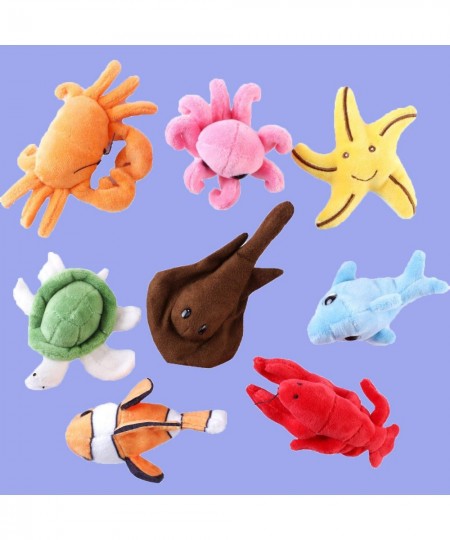 Plush Soft Stuffed Ocean Sea Animals Playset with Plush Shell Package House for Storage Includes Stuffed Turtle Lobster Crab ...