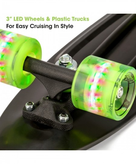 Kid's Complete Retro Plastic Skateboard with LED Light Up Wheels $85.15 - Kids' Outdoor Furniture