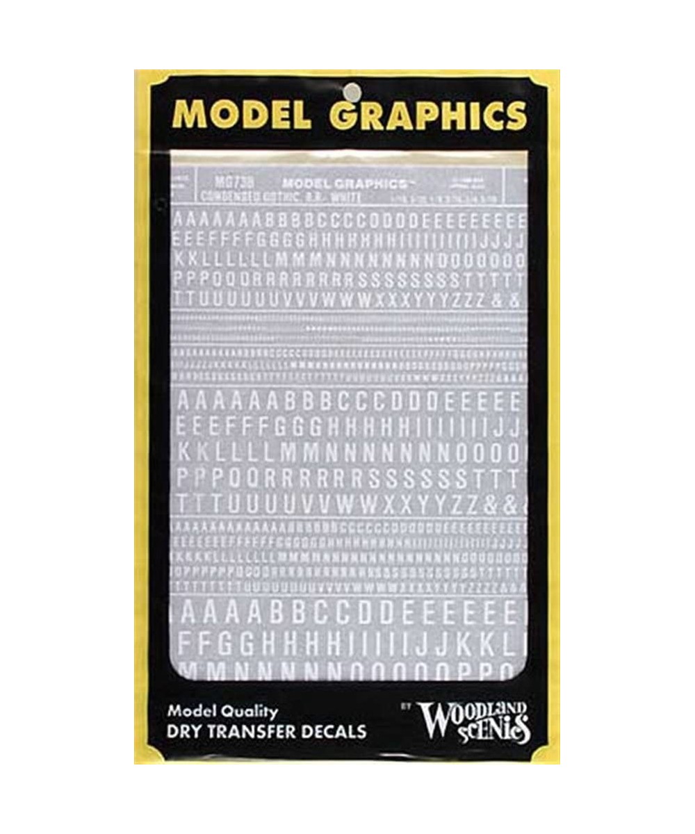 MG738 Condensed Gothic R.R. Letters White 1/16-5/16 WOOU0738 $21.24 - Toy Vehicle Playsets