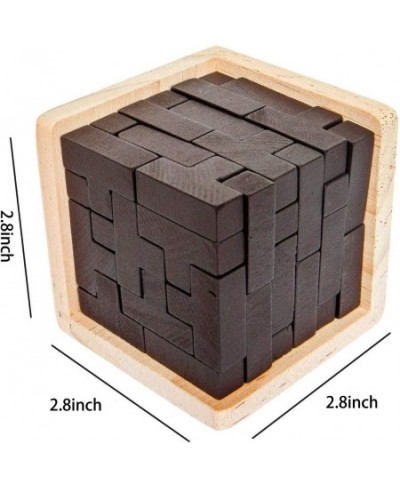 Wooden Brain Teaser Puzzle Cube Wooden Puzzles T-Shaped Jigsaw Logic Puzzle Educational Toy for Kids and Adults (Wine) $18.52...