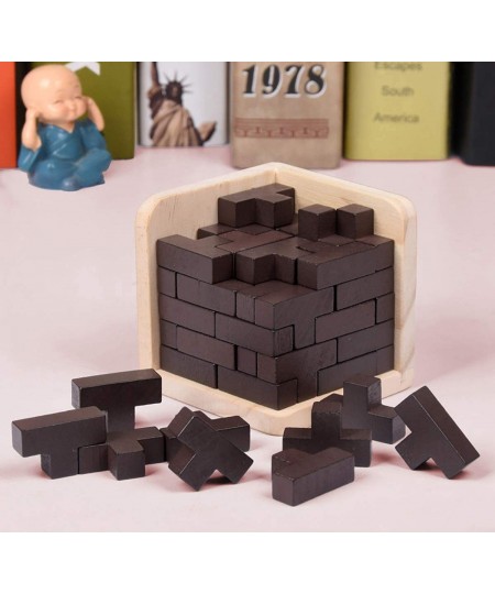 Wooden Brain Teaser Puzzle Cube Wooden Puzzles T-Shaped Jigsaw Logic Puzzle Educational Toy for Kids and Adults (Wine) $18.52...