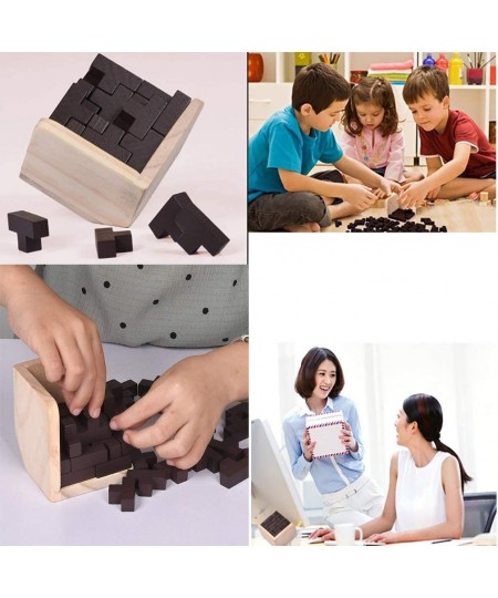 Wooden Brain Teaser Puzzle Cube Wooden Puzzles T-Shaped Jigsaw Logic Puzzle Educational Toy for Kids and Adults (Wine) $18.52...