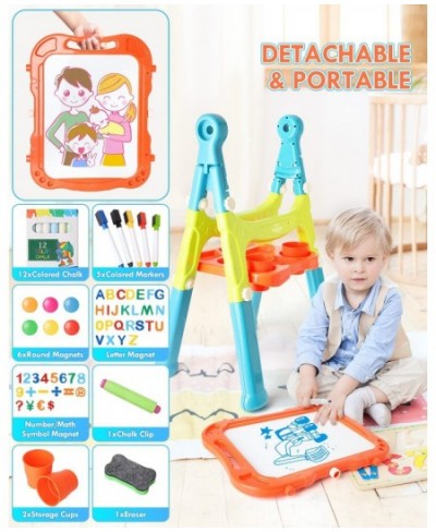 Easel for Kids 4 in 1 Double Sided Kids Art Easel with Magnetic White Board & Chalk Board Adjustable Standing Toddler Easel w...