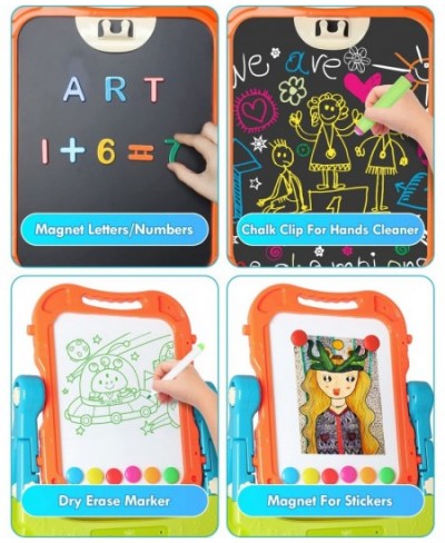 Easel for Kids 4 in 1 Double Sided Kids Art Easel with Magnetic White Board & Chalk Board Adjustable Standing Toddler Easel w...