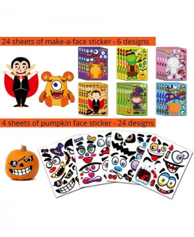 28 Sheets with 2 Sticker Sizes - Make A Face Stickers for Pumpkins - Halloween Art Party Favors Sticker Sheets - Make Your Ow...