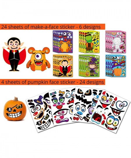 28 Sheets with 2 Sticker Sizes - Make A Face Stickers for Pumpkins - Halloween Art Party Favors Sticker Sheets - Make Your Ow...