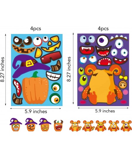 28 Sheets with 2 Sticker Sizes - Make A Face Stickers for Pumpkins - Halloween Art Party Favors Sticker Sheets - Make Your Ow...