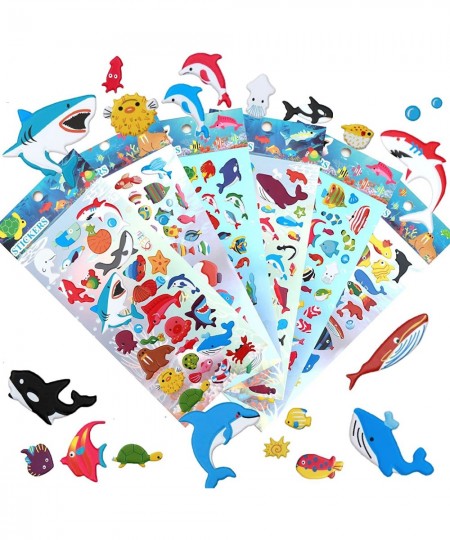 Ocean Fish Sticker 6 Different Sheets Kids Stickers 3D Puffy Sticker Stickers for Boys Girls Teachers Birthday Gift Party Sup...