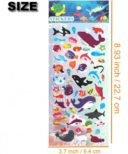 Ocean Fish Sticker 6 Different Sheets Kids Stickers 3D Puffy Sticker Stickers for Boys Girls Teachers Birthday Gift Party Sup...