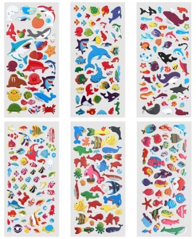 Ocean Fish Sticker 6 Different Sheets Kids Stickers 3D Puffy Sticker Stickers for Boys Girls Teachers Birthday Gift Party Sup...