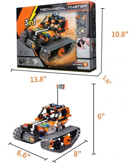 3-in-1 STEM Remote Control Building Kits-Tracked Car/Robot/Tank 2.4Ghz Rechargeable RC Racer Toy Set Gift for 8-12 14 Year Ol...