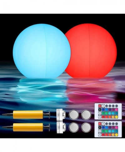 2 Sets Lights up LED Beach Ball 16 Inch Floating Pool Lights Remote Control 16 Colors 4 Models Waterproof Adjustable Brightne...