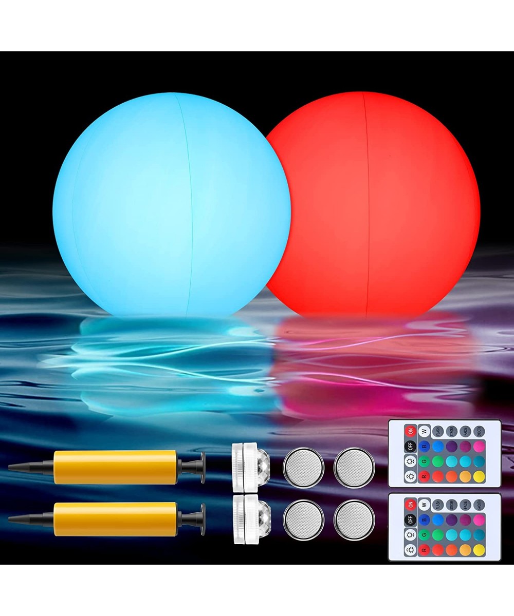 2 Sets Lights up LED Beach Ball 16 Inch Floating Pool Lights Remote Control 16 Colors 4 Models Waterproof Adjustable Brightne...